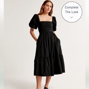 Abercrombie & Fitch Emerson Poplin Puff Sleeve Midi Dress